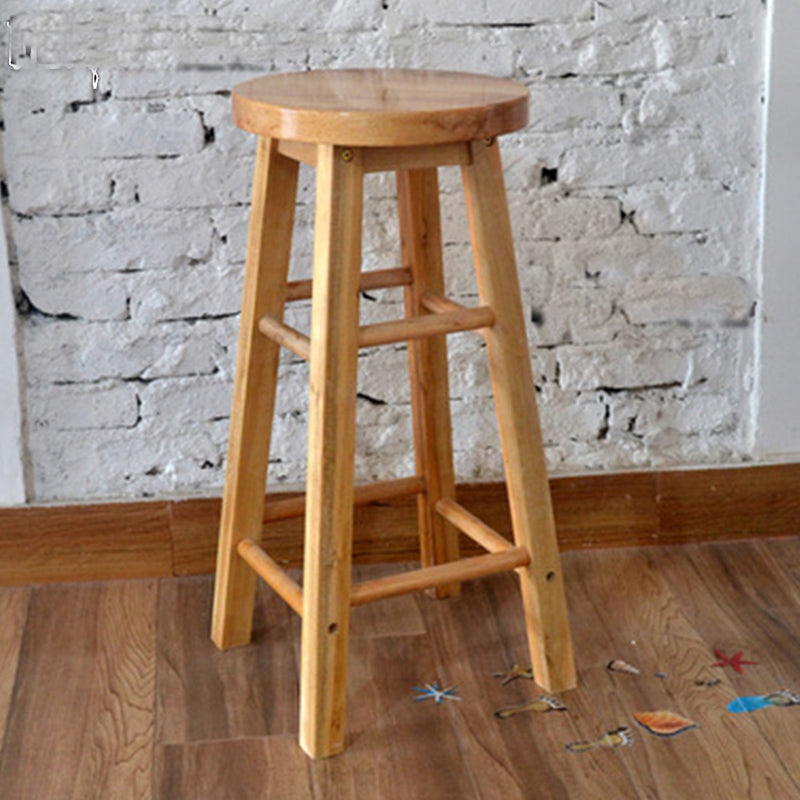 Industrial Style Bar-stool with Wooden Legs Round Seat for Kitchen Bar