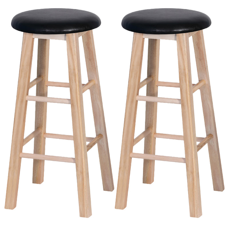 Industrial Style Bar-stool with Wooden Legs Round Seat for Kitchen Bar