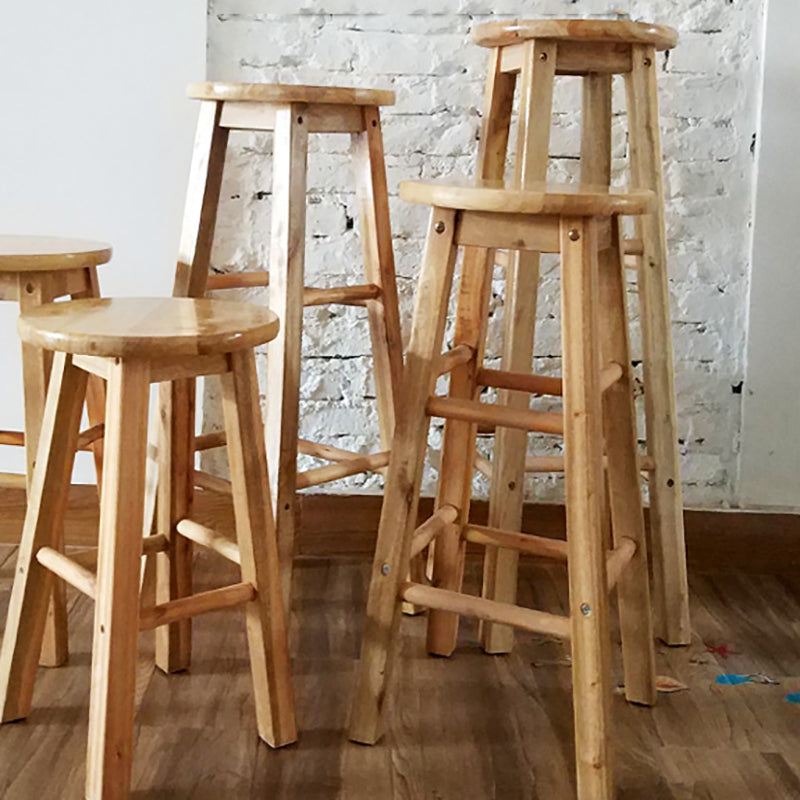 Industrial Style Bar-stool with Wooden Legs Round Seat for Kitchen Bar
