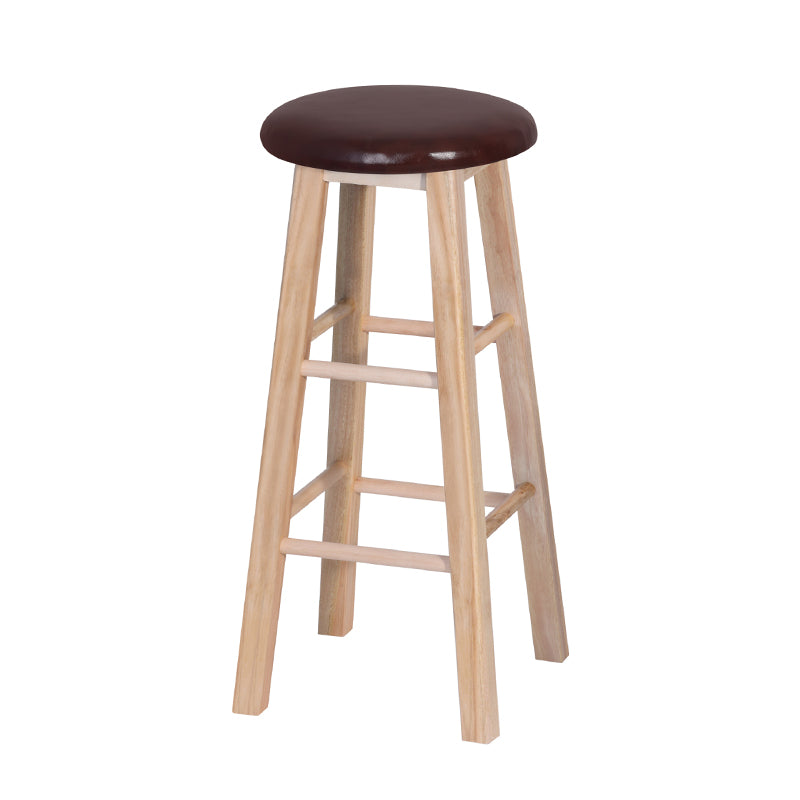 Industrial Style Bar-stool with Wooden Legs Round Seat for Kitchen Bar