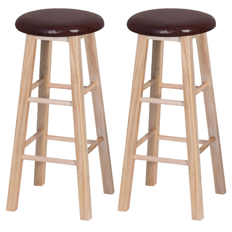 Industrial Style Bar-stool with Wooden Legs Round Seat for Kitchen Bar