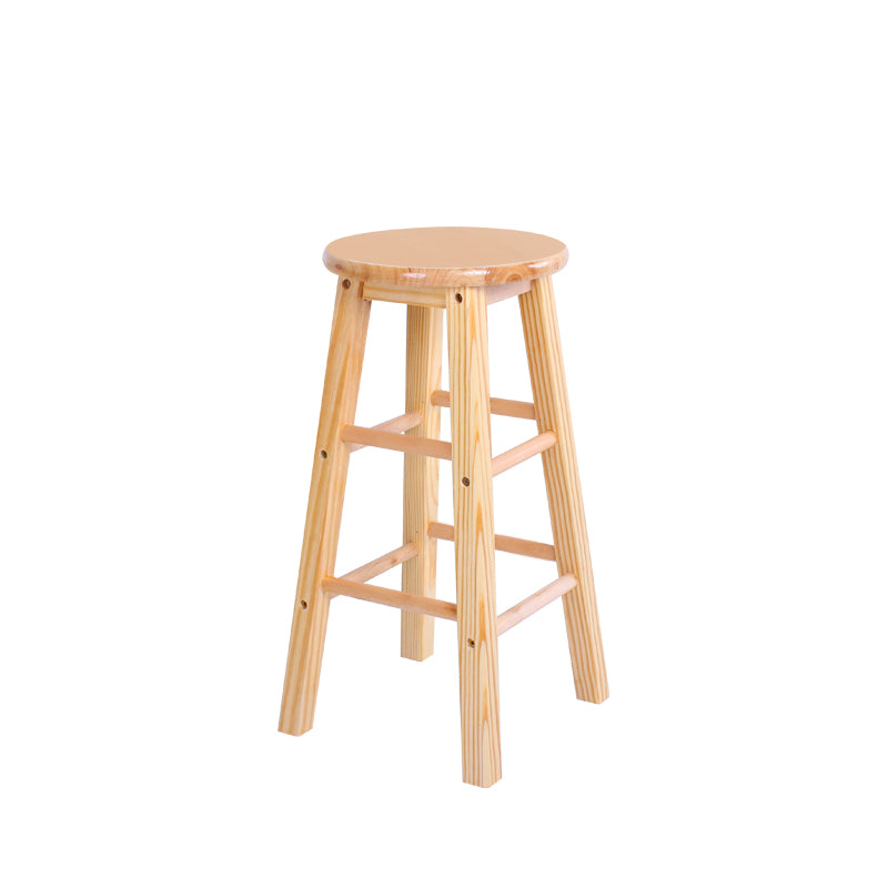 Industrial Style Bar-stool with Wooden Legs Round Seat for Kitchen Bar