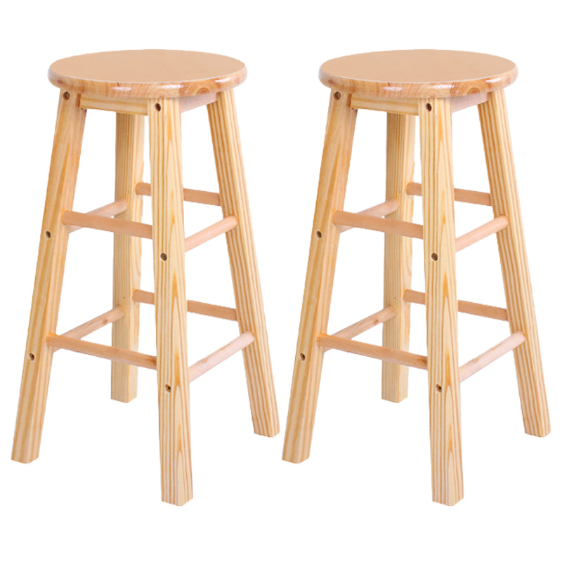 Industrial Style Bar-stool with Wooden Legs Round Seat for Kitchen Bar