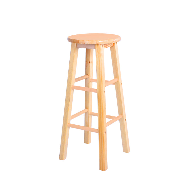 Industrial Style Bar-stool with Wooden Legs Round Seat for Kitchen Bar