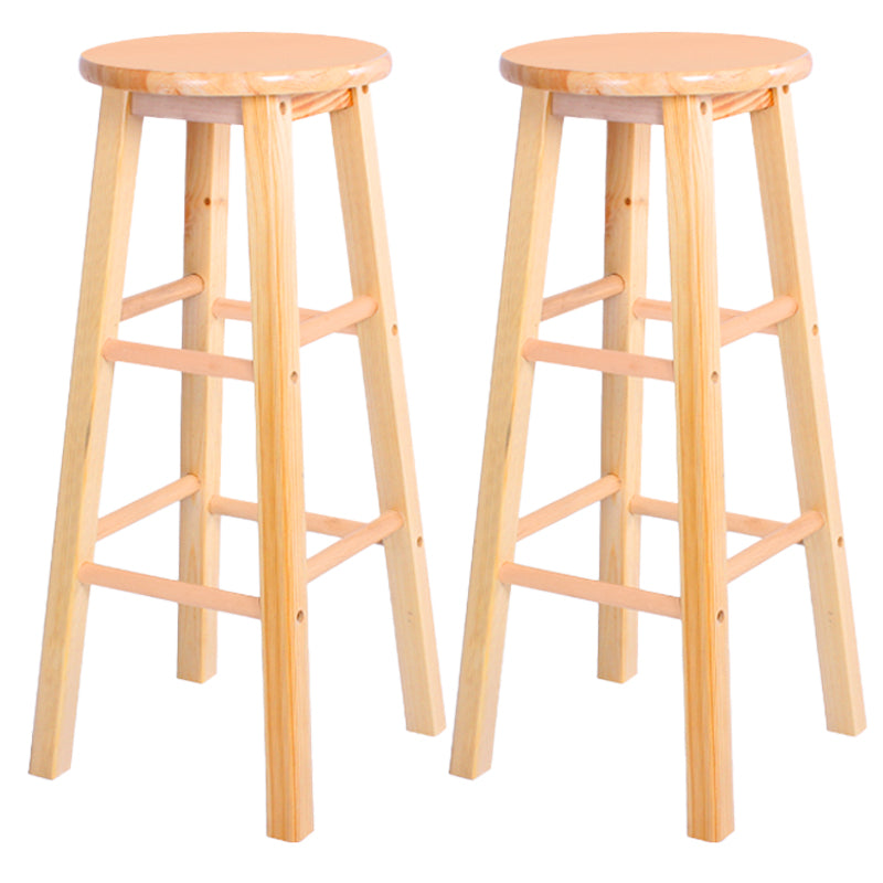 Industrial Style Bar-stool with Wooden Legs Round Seat for Kitchen Bar