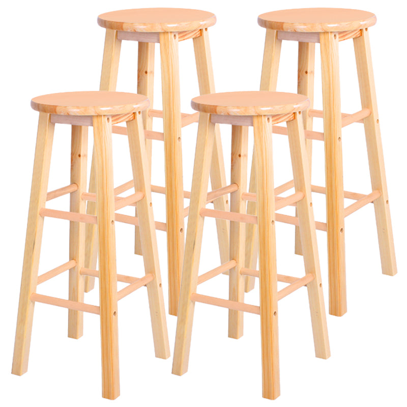Industrial Style Bar-stool with Wooden Legs Round Seat for Kitchen Bar