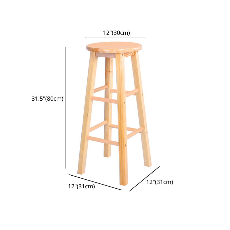 Industrial Style Bar-stool with Wooden Legs Round Seat for Kitchen Bar