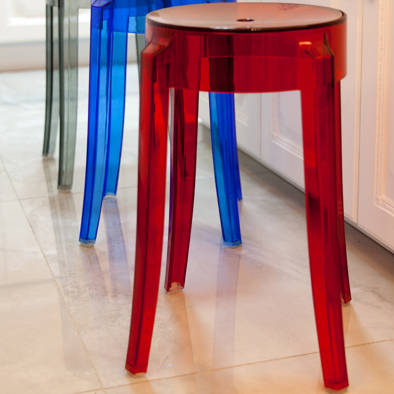 Taburete de bar de plástico apilable sin brazos moderno para sala de estar con asiento de plástico