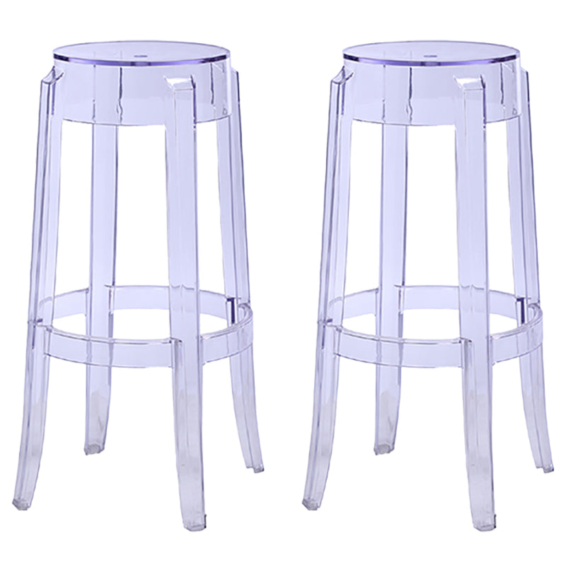 Taburete de bar de plástico apilable sin brazos moderno para sala de estar con asiento de plástico