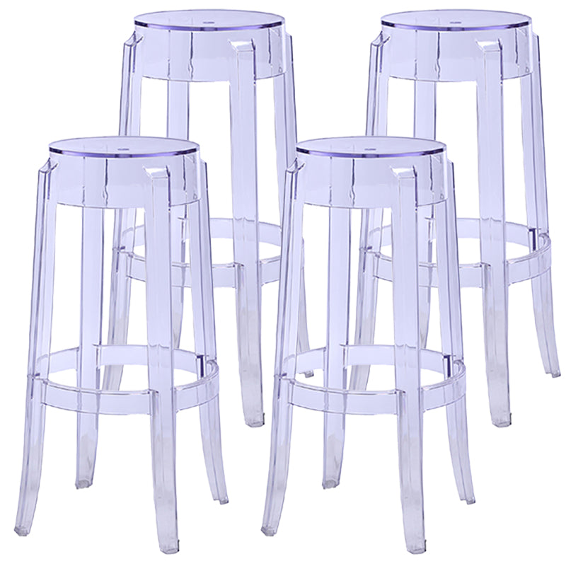 Taburete de bar de plástico apilable sin brazos moderno para sala de estar con asiento de plástico