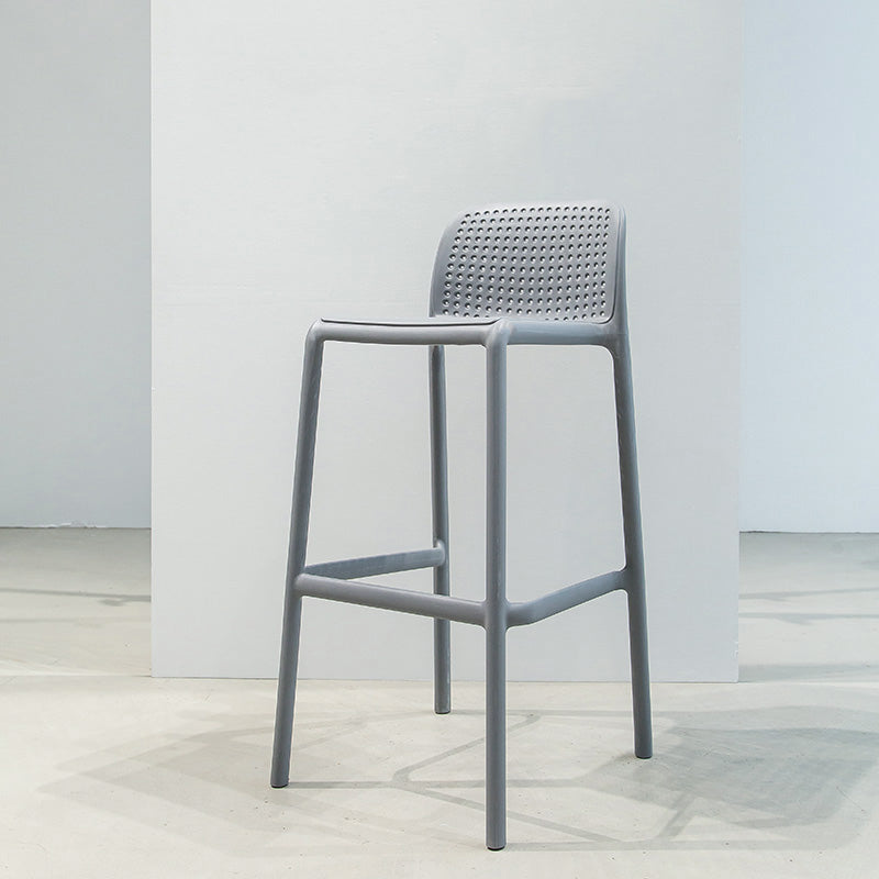Taburete de bar de plástico para dormitorio, taburete moderno sin brazos con respaldo, asiento de plástico
