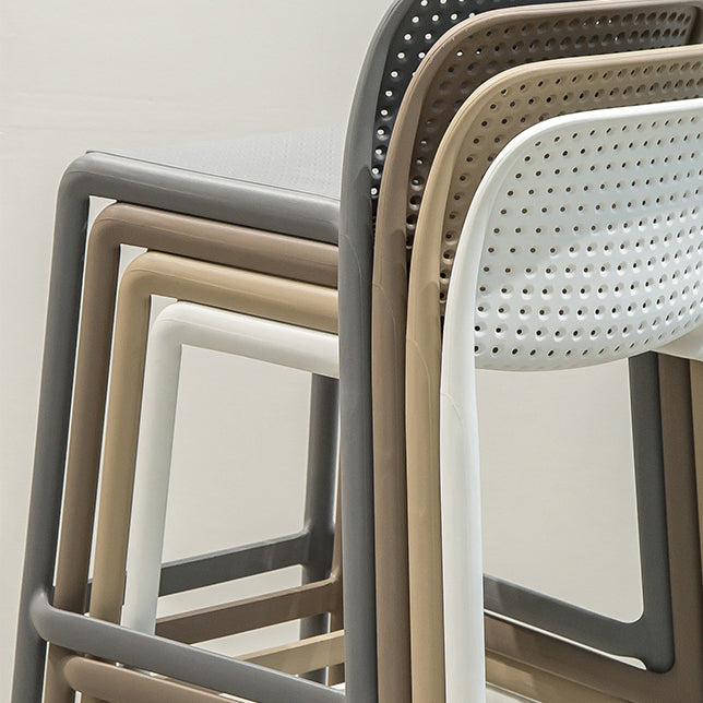 Taburete de bar de plástico para dormitorio, taburete moderno sin brazos con respaldo, asiento de plástico