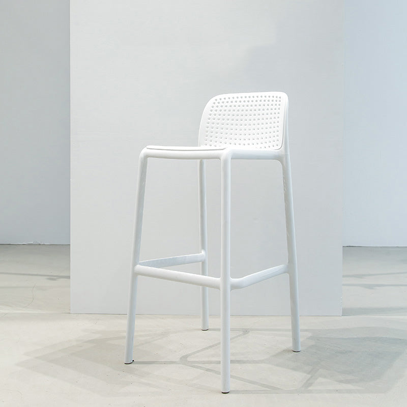 Taburete de bar de plástico para dormitorio, taburete moderno sin brazos con respaldo, asiento de plástico