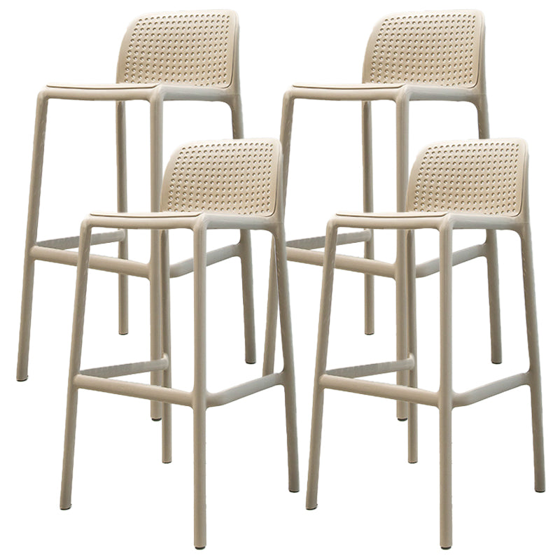 Taburete de bar de plástico para dormitorio, taburete moderno sin brazos con respaldo, asiento de plástico