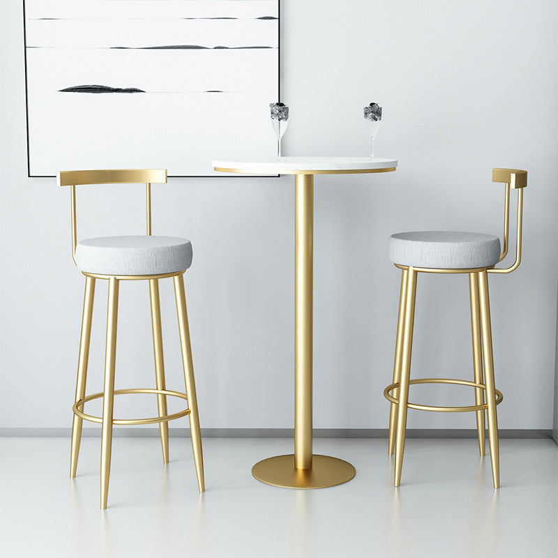 Glam Style Barkruk met Voetsteun Metalen Poten Lage Rug voor Keukenbar