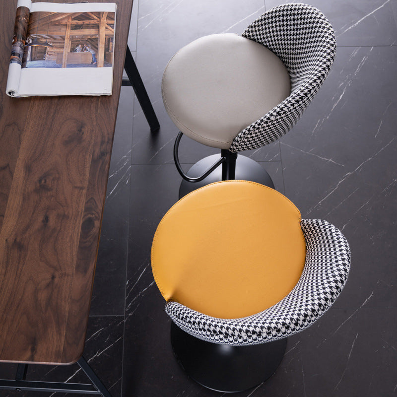 Taburete de bar de estilo moderno con reposapiés de altura ajustable, pata de metal para barra de mostrador