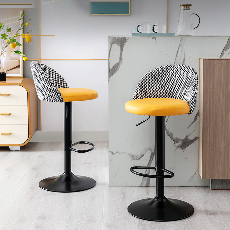 Taburete de bar de estilo moderno con reposapiés de altura ajustable, pata de metal para barra de mostrador