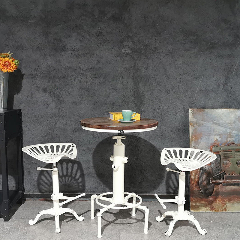 Single Modern Style Bar-stool with Swivel Adjustable Height Iron Footrest for Kitchen Bar