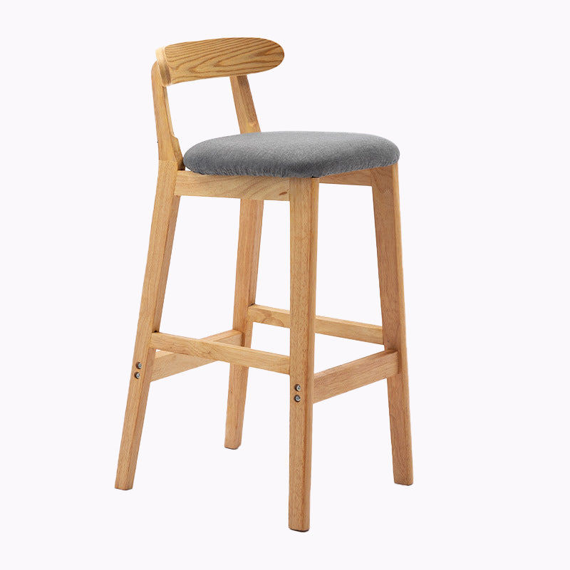 Modern Style Bar-stool Wooden Legs with Footrest Low Back for Kitchen Bar