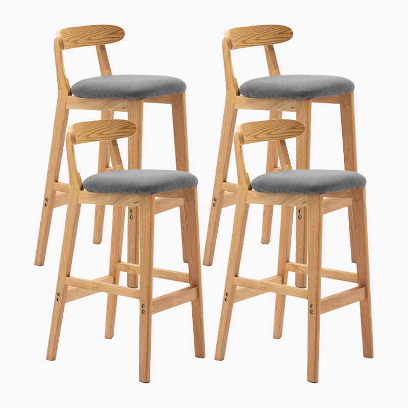 Modern Style Bar-stool Wooden Legs with Footrest Low Back for Kitchen Bar