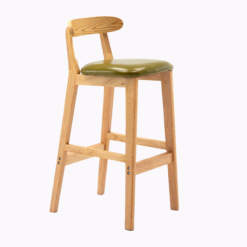 Modern Style Bar-stool Wooden Legs with Footrest Low Back for Kitchen Bar