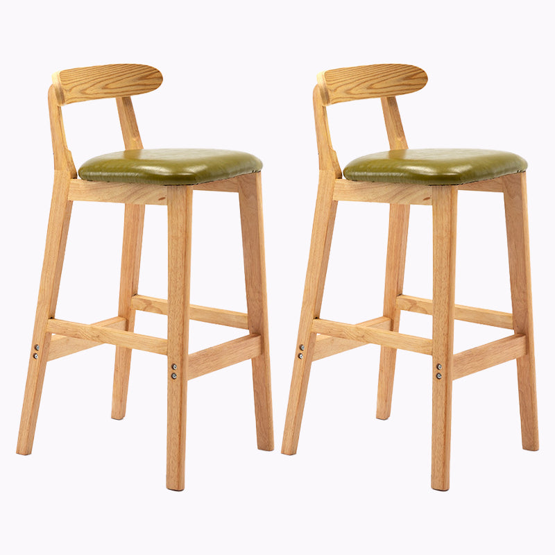 Modern Style Bar-stool Wooden Legs with Footrest Low Back for Kitchen Bar