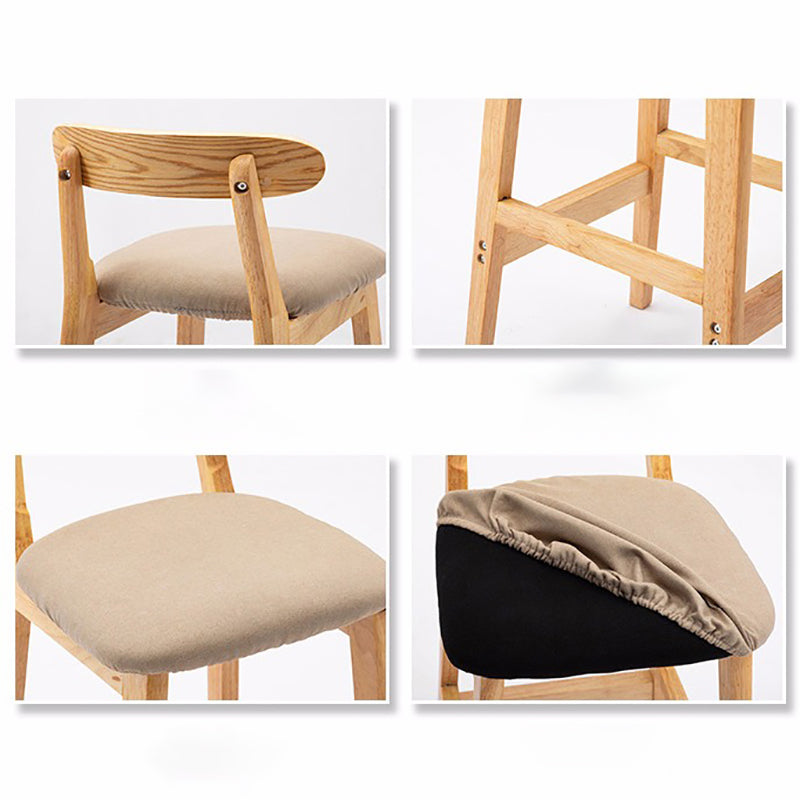 Modern Style Bar-stool Wooden Legs with Footrest Low Back for Kitchen Bar