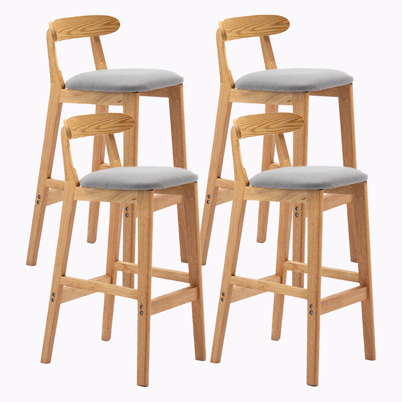 Modern Style Bar-stool Wooden Legs with Footrest Low Back for Kitchen Bar