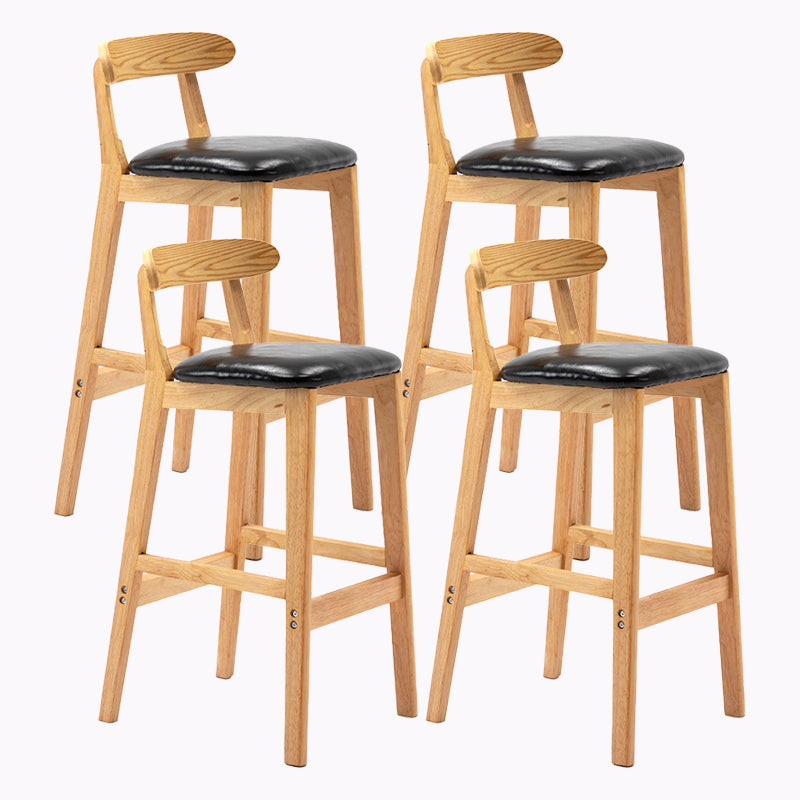 Modern Style Bar-stool Wooden Legs with Footrest Low Back for Kitchen Bar