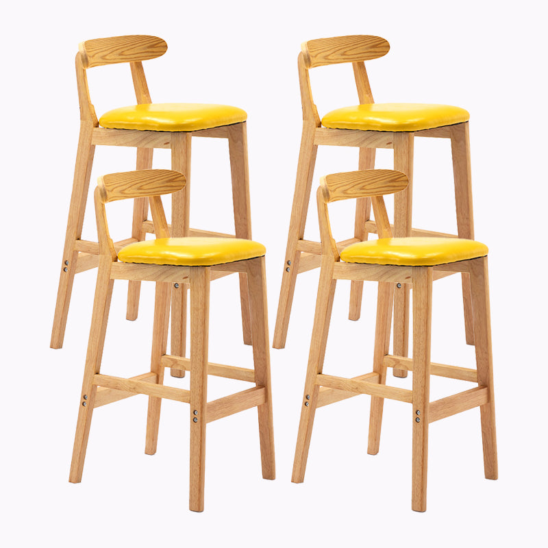 Modern Style Bar-stool Wooden Legs with Footrest Low Back for Kitchen Bar