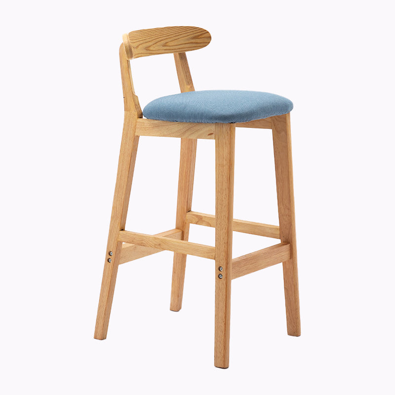 Modern Style Bar-stool Wooden Legs with Footrest Low Back for Kitchen Bar