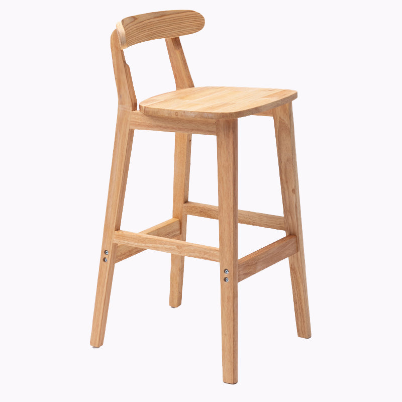Modern Style Bar-stool Wooden Legs with Footrest Low Back for Kitchen Bar