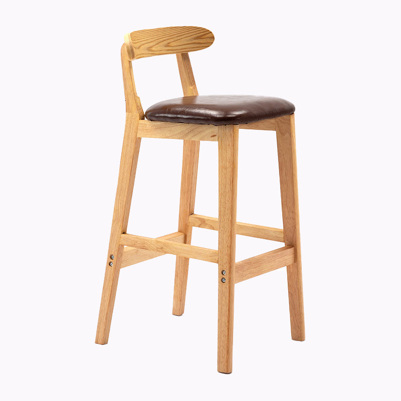 Modern Style Bar-stool Wooden Legs with Footrest Low Back for Kitchen Bar