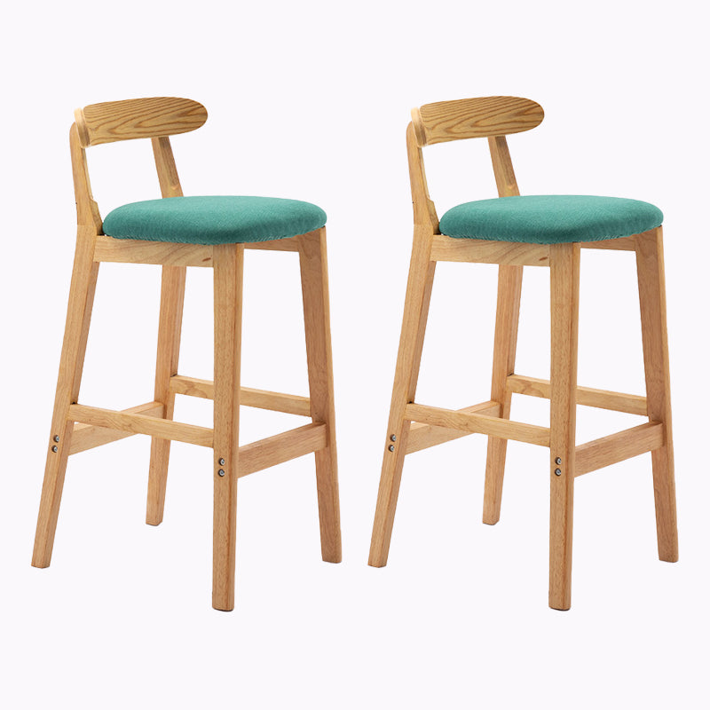 Modern Style Bar-stool Wooden Legs with Footrest Low Back for Kitchen Bar