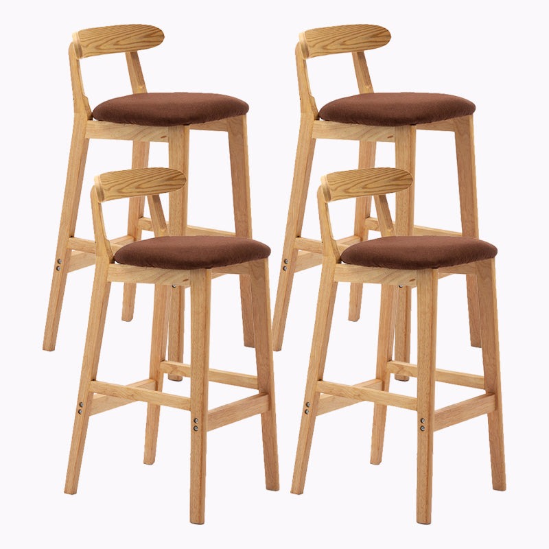 Modern Style Bar-stool Wooden Legs with Footrest Low Back for Kitchen Bar