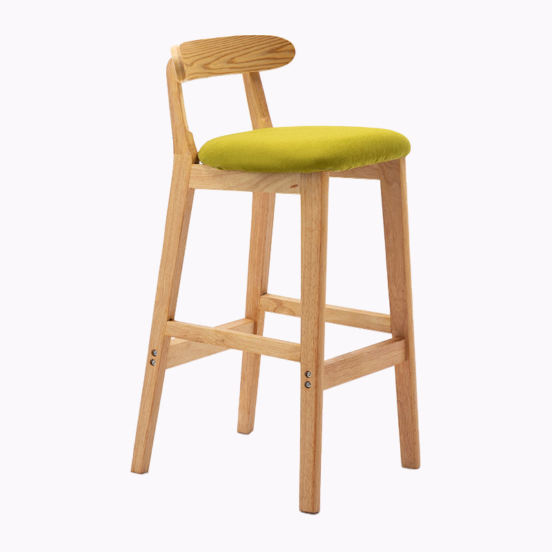Modern Style Bar-stool Wooden Legs with Footrest Low Back for Kitchen Bar