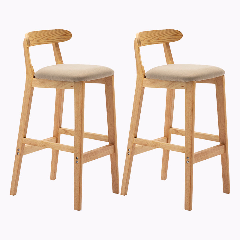 Modern Style Bar-stool Wooden Legs with Footrest Low Back for Kitchen Bar