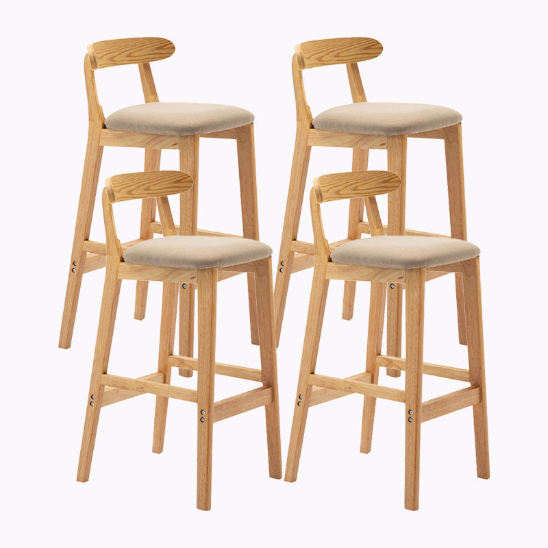 Modern Style Bar-stool Wooden Legs with Footrest Low Back for Kitchen Bar