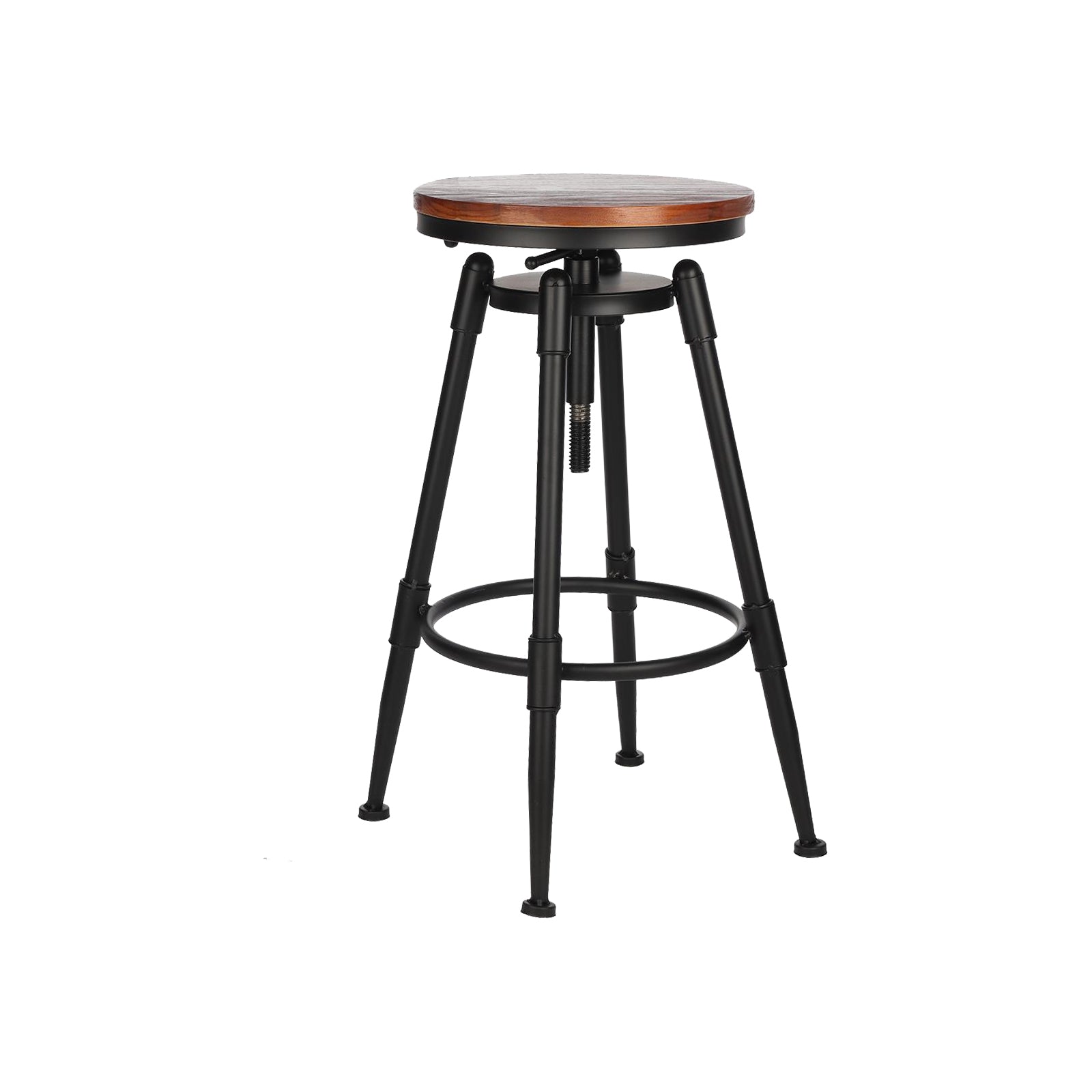 Modern Style Bar-stool Round Seat with Footrest Iron Legs for Kitchen Bar