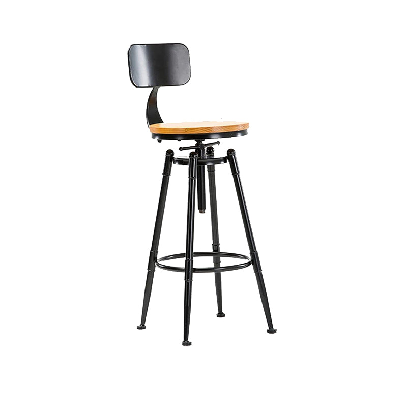 Modern Style Bar-stool Round Seat with Footrest Iron Legs for Kitchen Bar