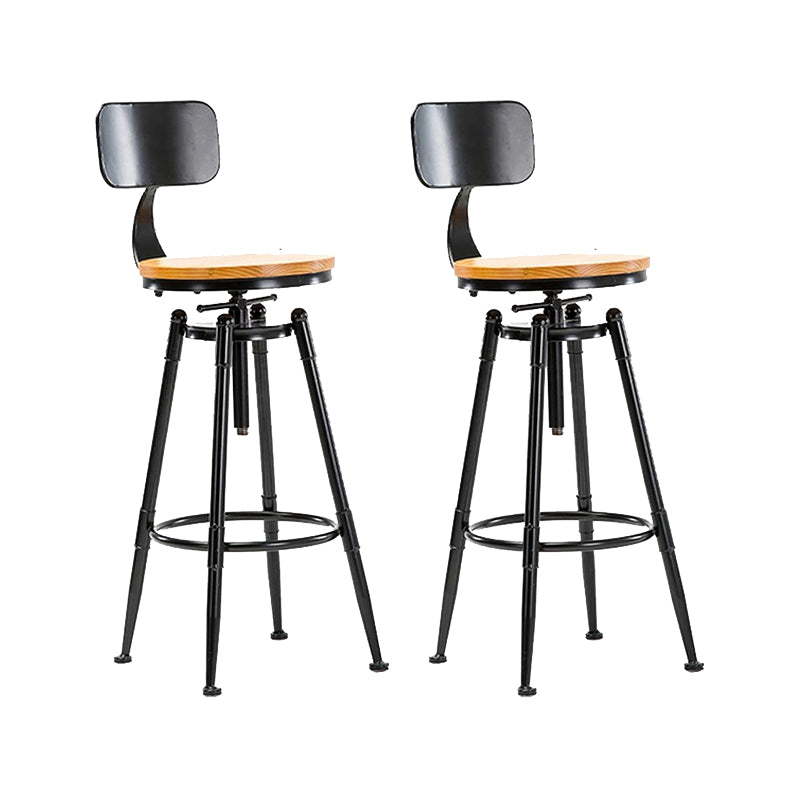Modern Style Bar-stool Round Seat with Footrest Iron Legs for Kitchen Bar