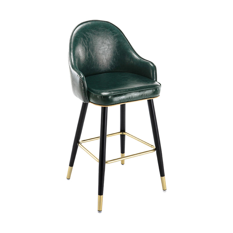 Taburete de bar con acabado mate y respaldo bajo, taburete tapizado Glam armado con reposapiés
