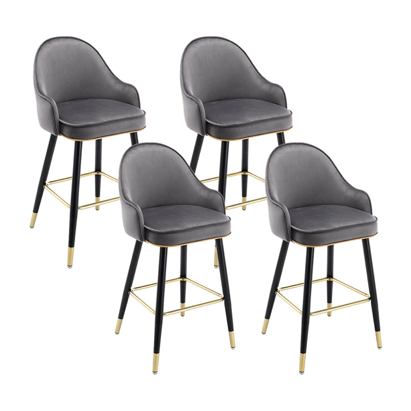 Taburete de bar con acabado mate y respaldo bajo, taburete tapizado Glam armado con reposapiés