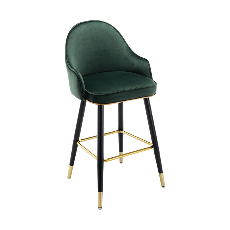 Taburete de bar con acabado mate y respaldo bajo, taburete tapizado Glam armado con reposapiés