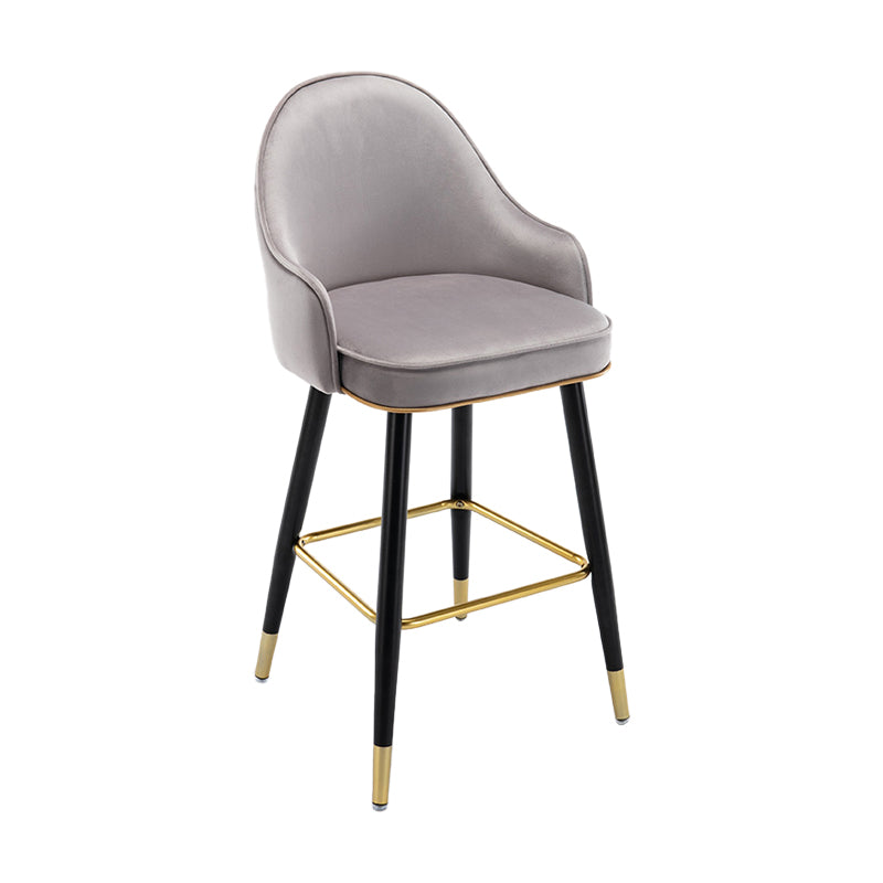 Taburete de bar con acabado mate y respaldo bajo, taburete tapizado Glam armado con reposapiés