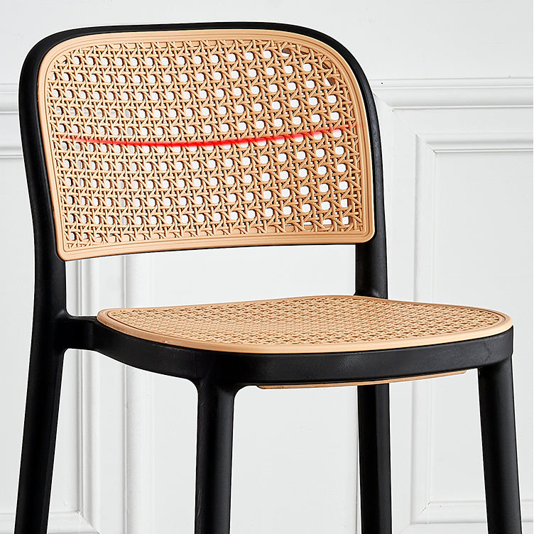 Taburete escandinavo de plástico para cocina, comedor, taburete sin brazos, taburete de bar con respaldo bajo