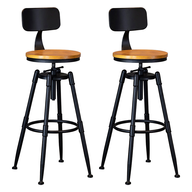 Taburete de bar de hierro con reposapiés de altura ajustable industrial, taburete de cocina de 27,55 pulgadas con patas negras