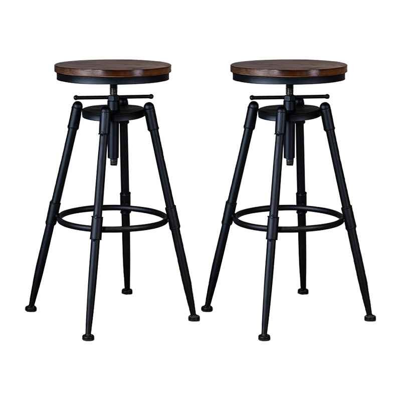 Taburete de bar de hierro con reposapiés de altura ajustable industrial, taburete de cocina de 27,55 pulgadas con patas negras