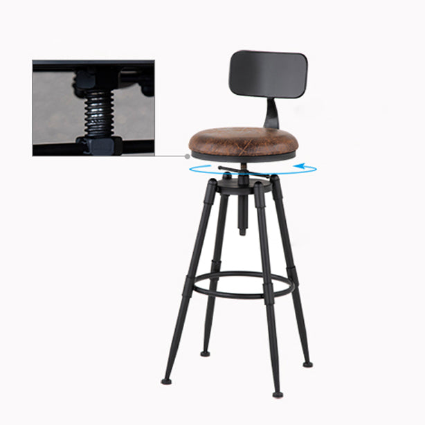 Taburete de bar de hierro con reposapiés de altura ajustable industrial, taburete de cocina de 27,55 pulgadas con patas negras