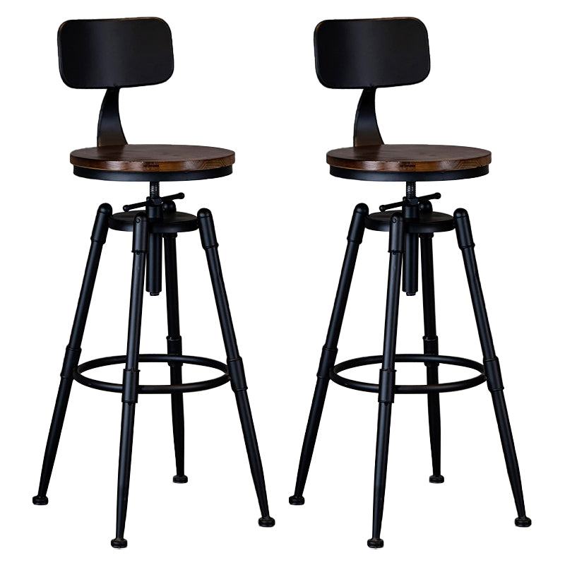 Taburete de bar de hierro con reposapiés de altura ajustable industrial, taburete de cocina de 27,55 pulgadas con patas negras